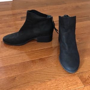 Lucky brand black leather booties, rear zip, 6.5M